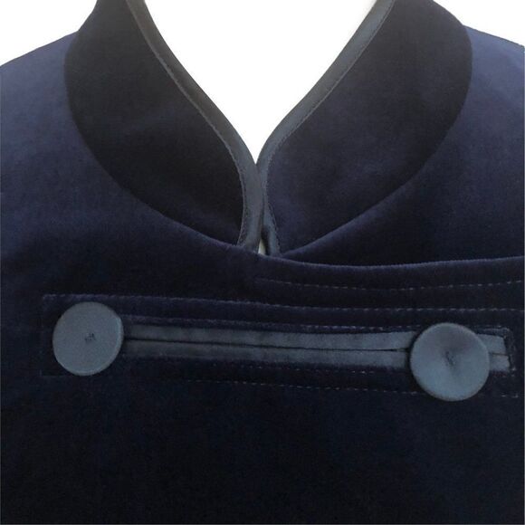 NWOT Navy Velvet Double-Breasted Military Jacket - Picture 6 of 14